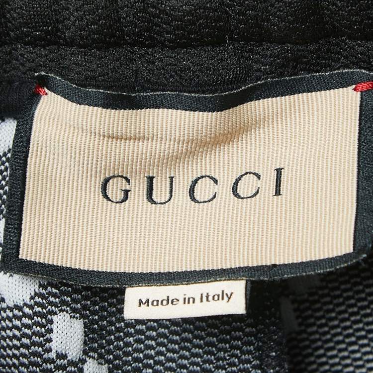 Pre Owned Gucci Black GG Patterned Knit Side Stripe Detailed Joggers S