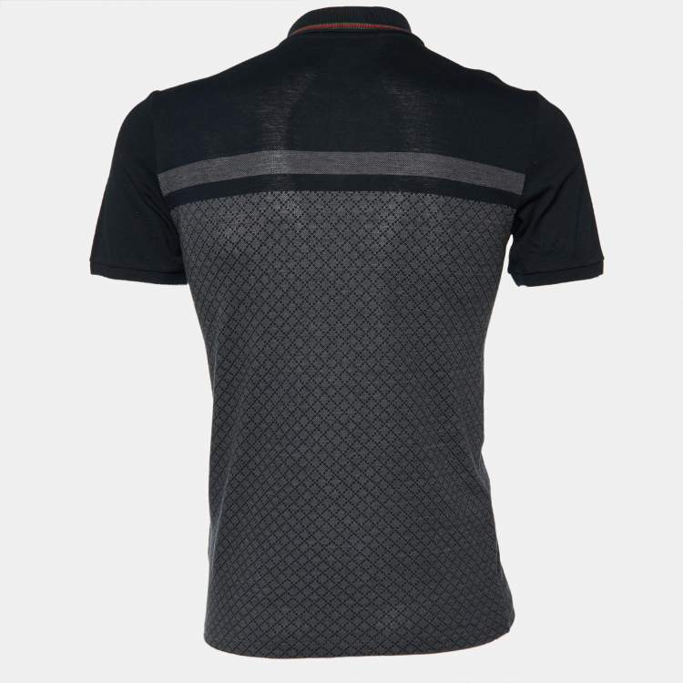 مملوكة مسبقًا Gucci Navy Blue Patterned Cotton Pique Knit Polo T-Shirt M