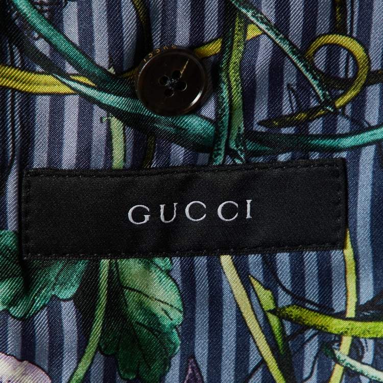 Pre Owned Gucci Navy Blue Cotton Button Front Blazer M