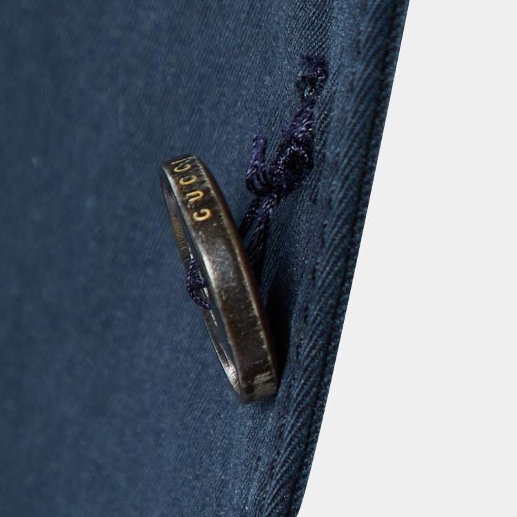 Pre Owned Gucci Navy Blue Cotton Button Front Blazer M
