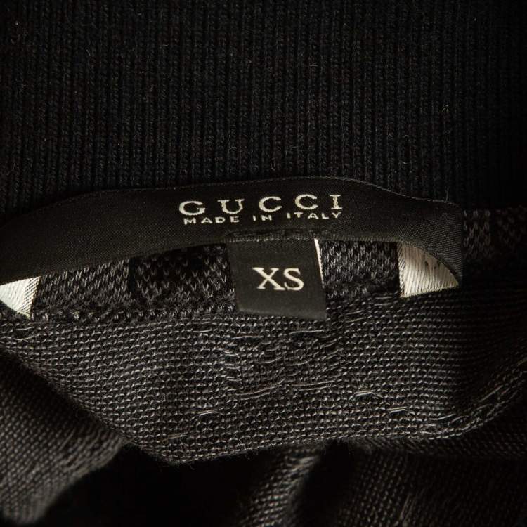 Pre Owned Gucci Black/Grey GG Cotton Pique Polo T-Shirt XS