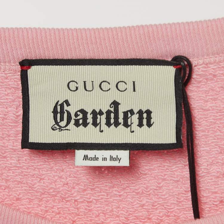 Pre Owned Gucci Garden Pink Eye Print Cotton Crew Neck Sweatshirt XL