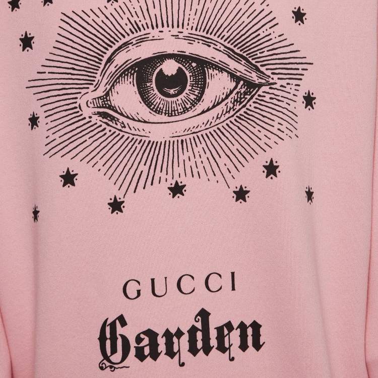 Pre Owned Gucci Garden Pink Eye Print Cotton Crew Neck Sweatshirt XL