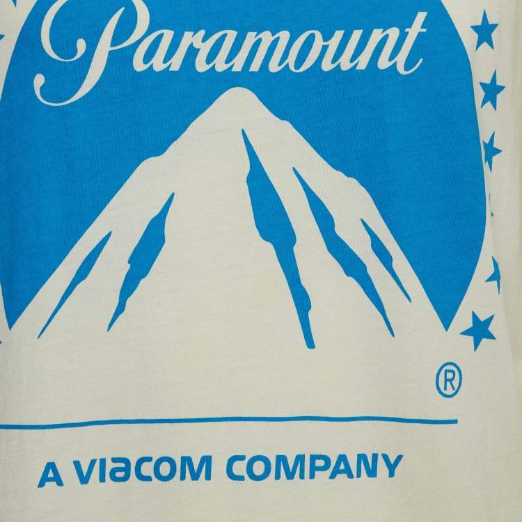 Pre Owned Gucci Cream Paramount Pictures Print Cotton Crew Neck T-Shirt M