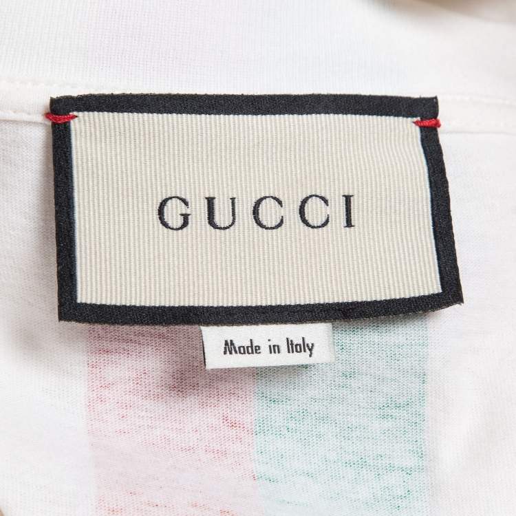 Pre Owned Gucci White Fake Not Print Cotton Crew Neck T-Shirt XS