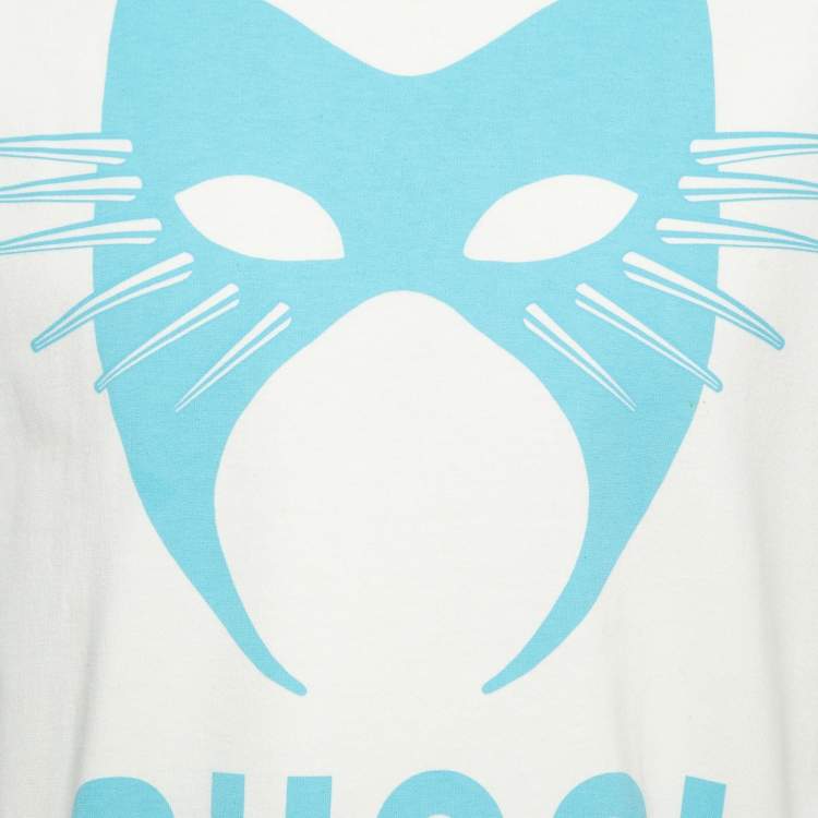 Pre Owned Gucci Cream Printed Cotton Crewneck T-Shirt XS