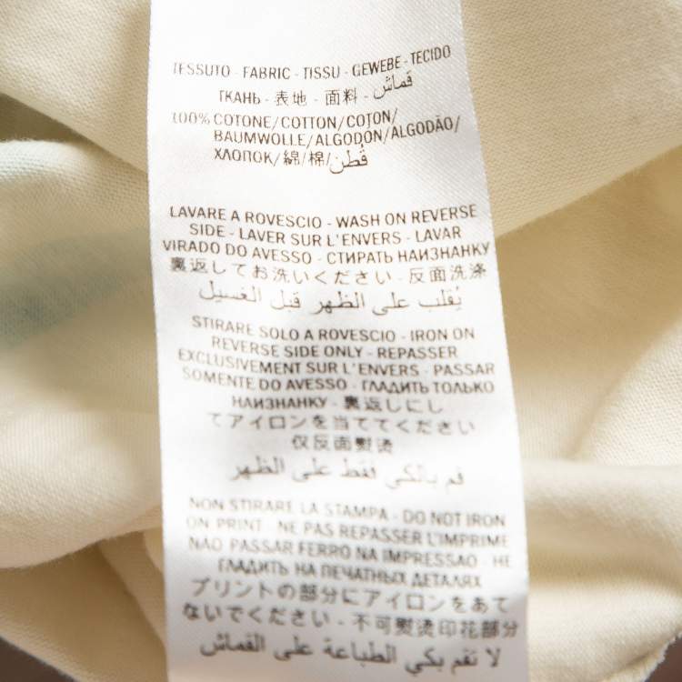 Pre Owned Gucci Cream Printed Cotton Crewneck T-Shirt XS