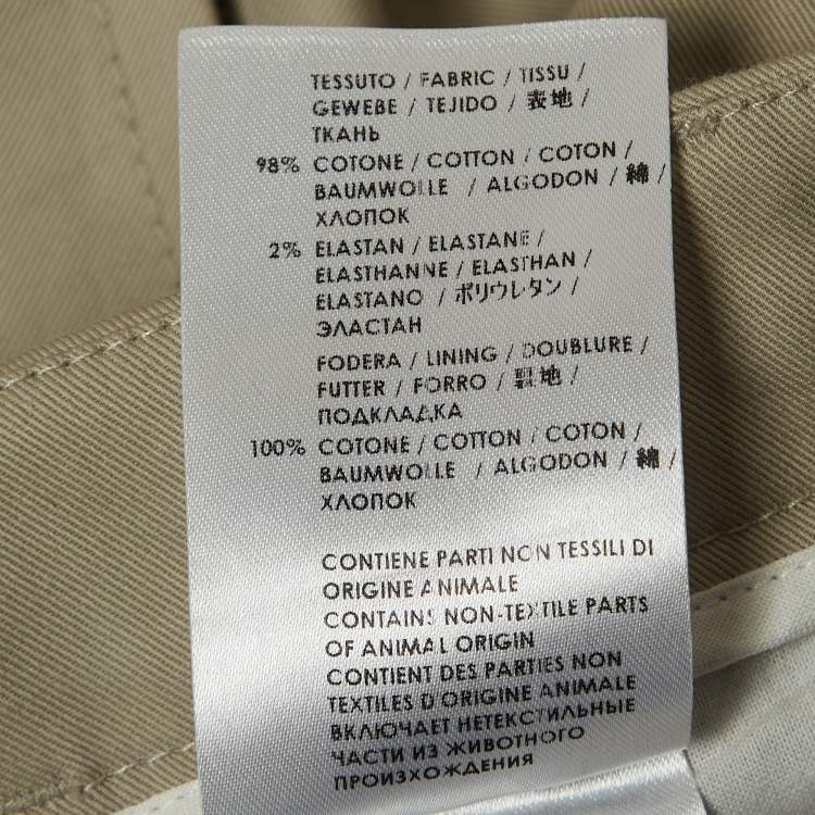 Pre Owned Gucci Beige Cotton Web Detail Slim Fit Trousers M