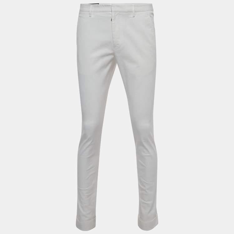 Pre Owned Gucci White Cotton Riding Slim Fit Trousers M