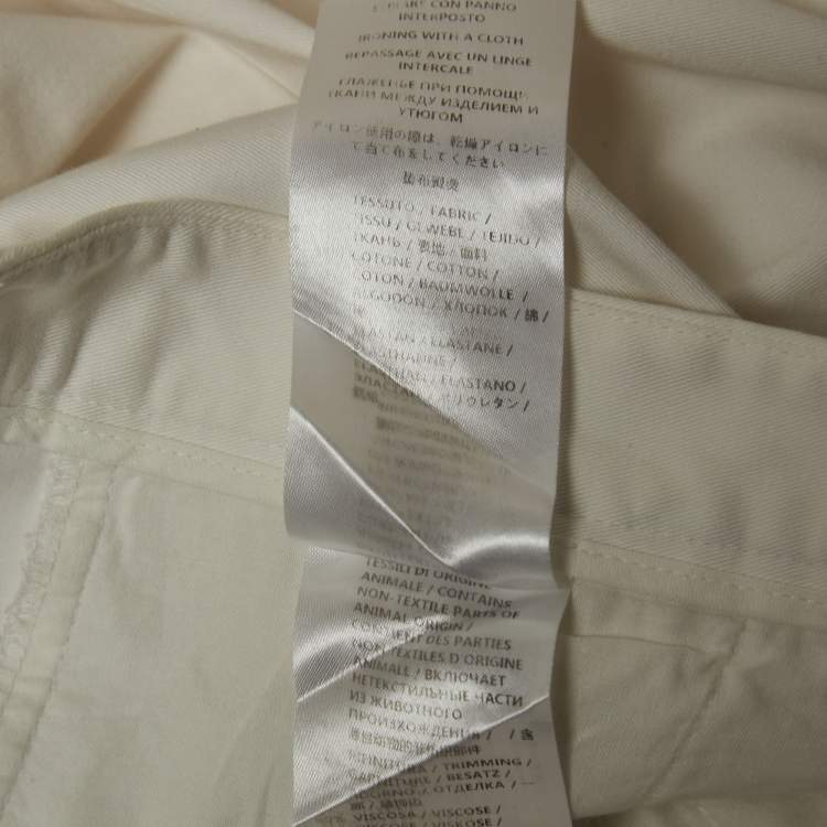 Pre Owned Gucci White Cotton Riding Slim Fit Trousers M