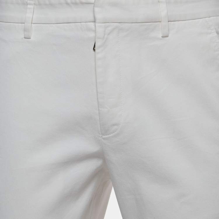 Pre Owned Gucci White Cotton Riding Slim Fit Trousers M