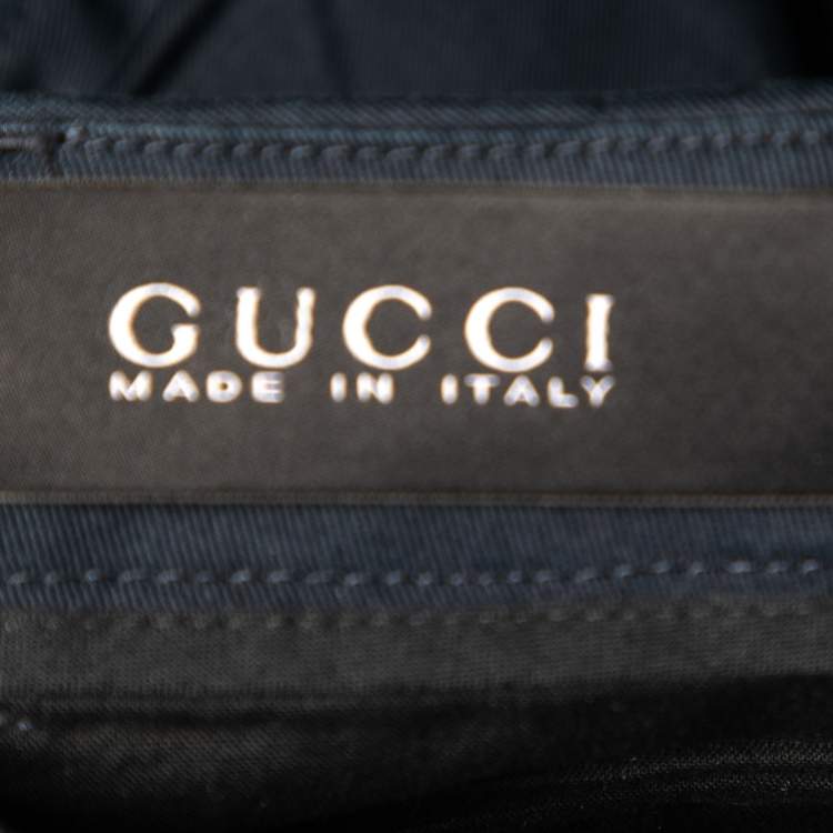 Pre Owned Gucci Midnight Blue Cotton Riding Tapered Trousers M
