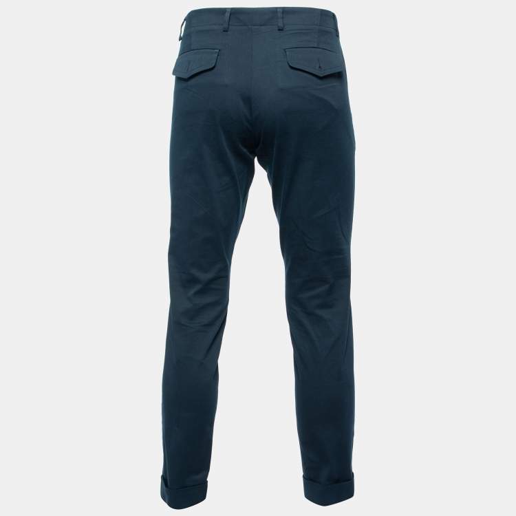 Pre Owned Gucci Midnight Blue Cotton Riding Tapered Trousers M