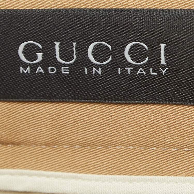Pre Owned Gucci Khaki Cotton Riding Tapered Trousers M