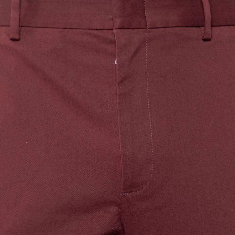 Pre Owned Gucci Burnt Maroon Cotton Slim Fit Trousers M