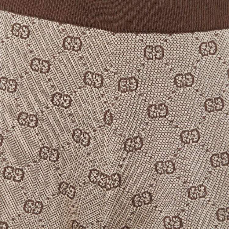 Pre Owned Gucci Brown GG Wool Knit Elasticized Waist Shorts XS