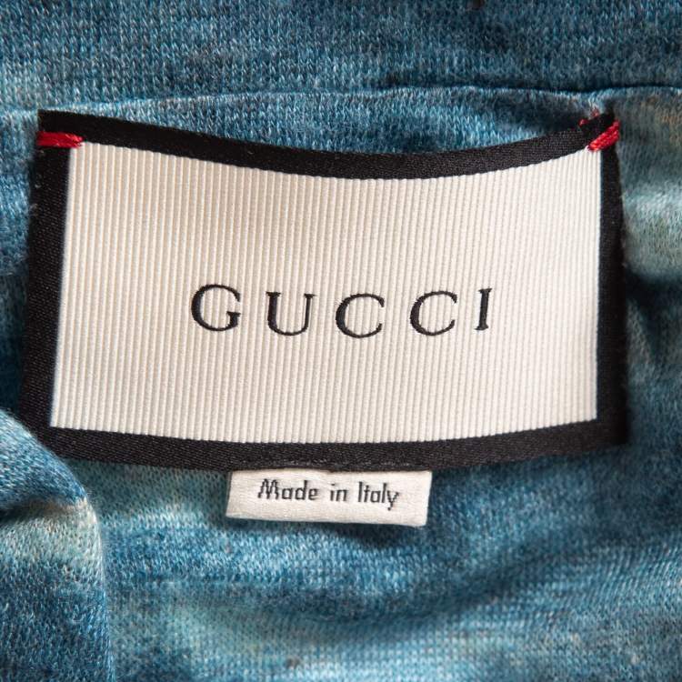 Pre Owned Gucci Multicolor Snake Garden Printed Linen Knit T-Shirt M