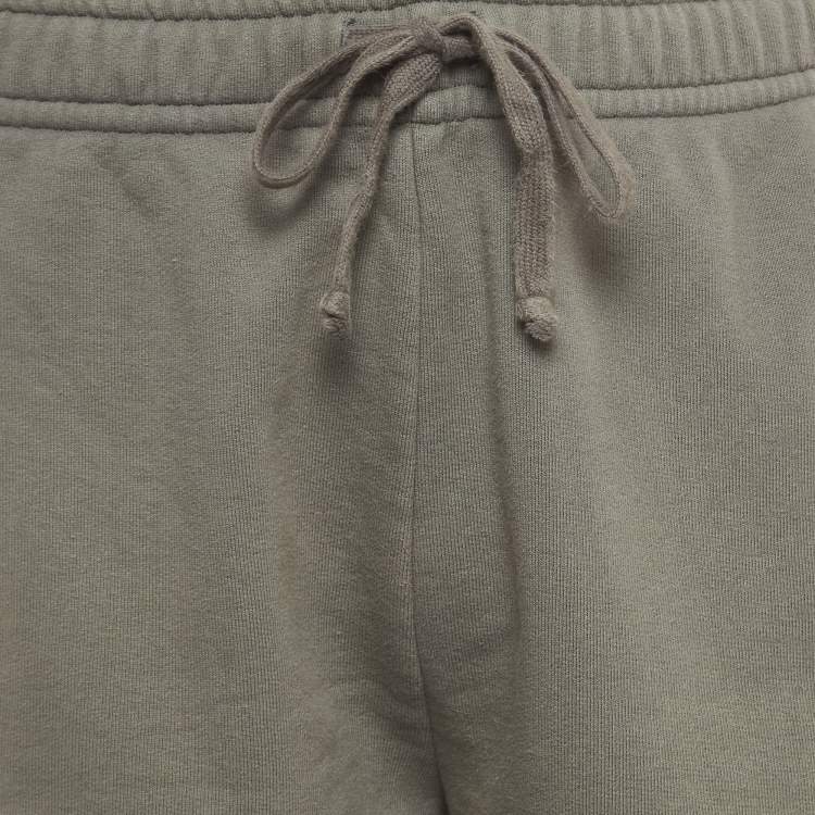 Pre Owned Gucci Grey Jersey Logo Tape Detailed Drawstring Shorts M