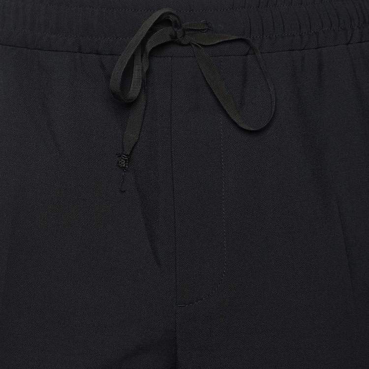 Pre Owned Gucci Black Wool & Mohair Web Striped Drawstring Pants XL