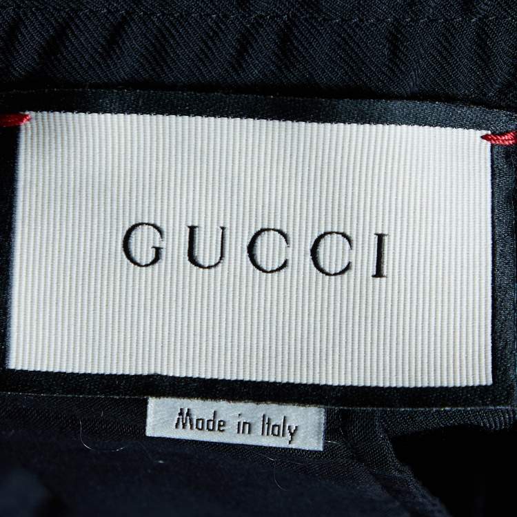 Pre Owned Gucci Black Wool & Mohair Web Striped Drawstring Pants XL