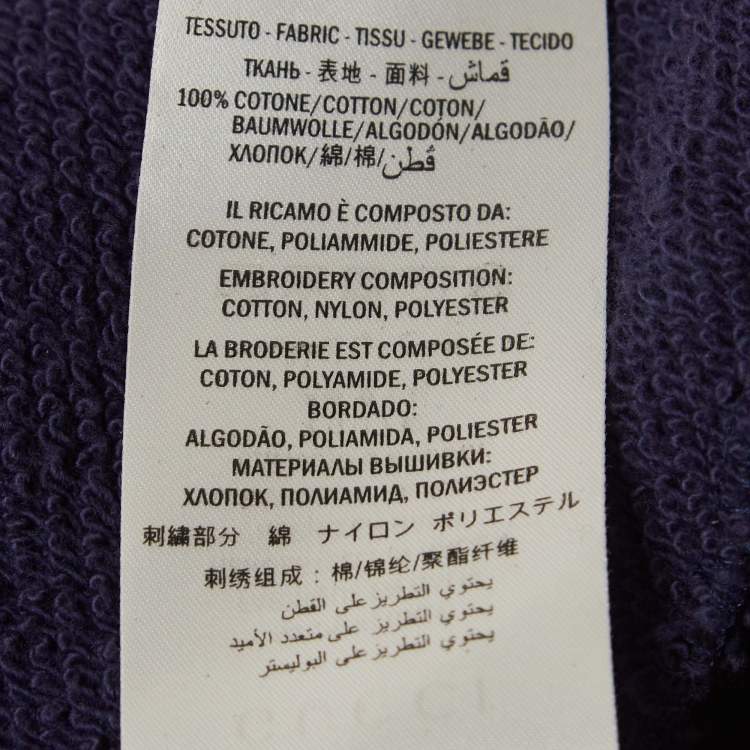 Pre Owned Gucci Blue Embroidered Cotton Crewneck Sweatshirt XS