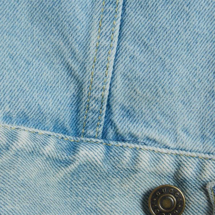 مملوكة مسبقًا Gucci Blue Paramount Pictures Embroidered Denim Jacket S