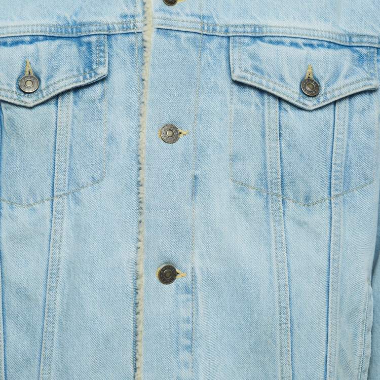 مملوكة مسبقًا Gucci Blue Paramount Pictures Embroidered Denim Jacket S