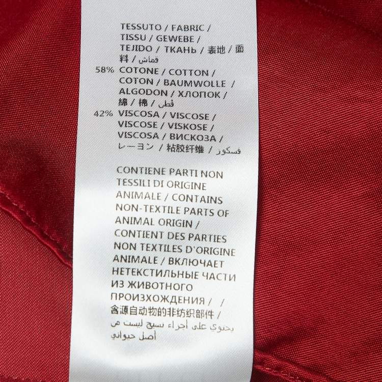 مملوكة مسبقًا Gucci Red Embroidered Satin Oversized Shirt S