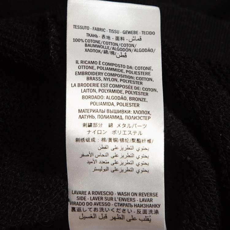 Pre Owned Gucci Black Logo Print Embroidered Cotton Knit Sweatshirt M