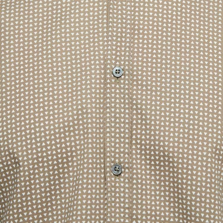 مملوكة مسبقًا Gucci Brown Triangle Print Cotton Full Sleeve Shirt XL