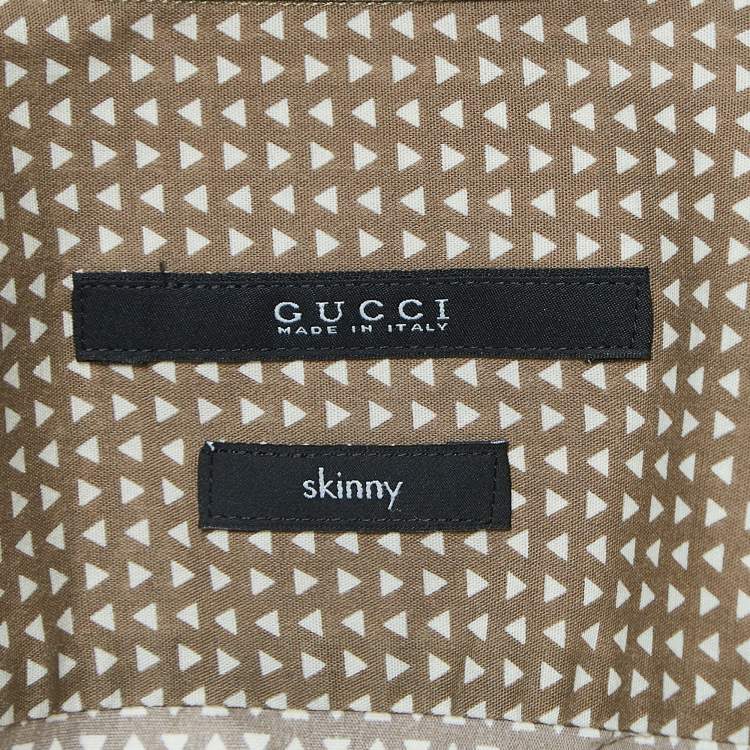 مملوكة مسبقًا Gucci Brown Triangle Print Cotton Full Sleeve Shirt XL