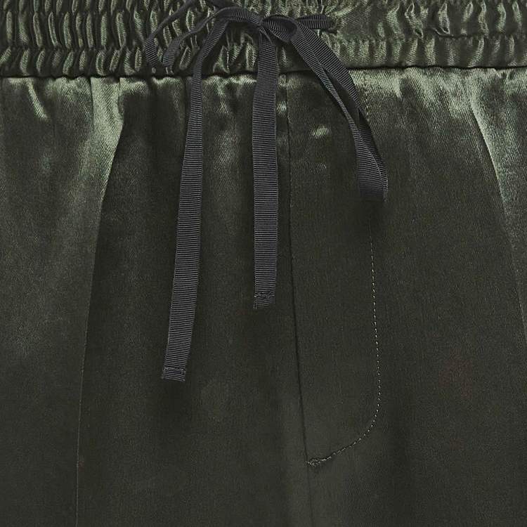 Pre Owned Gucci Green Side Stripe Satin Joggers M