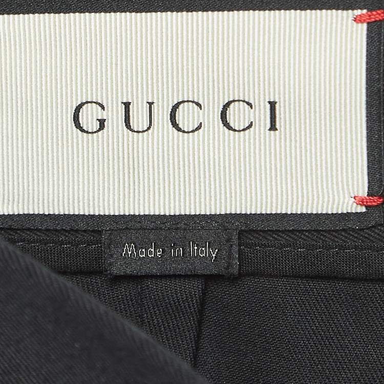 Pre Owned Gucci Black Butterfly Embroidered Cotton Cargo Short XL