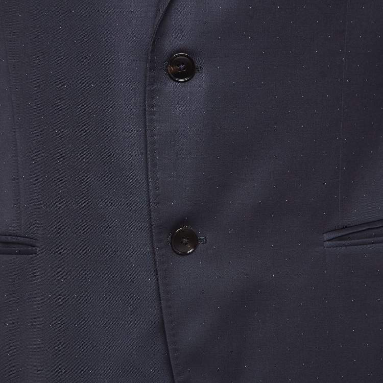 Pre Owned Gucci Navy Blue Dotted Wool Single Breasted Suit XL 