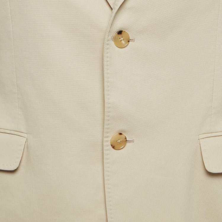Pre Owned Gucci Beige Textured Cotton Single Breasted Suit L