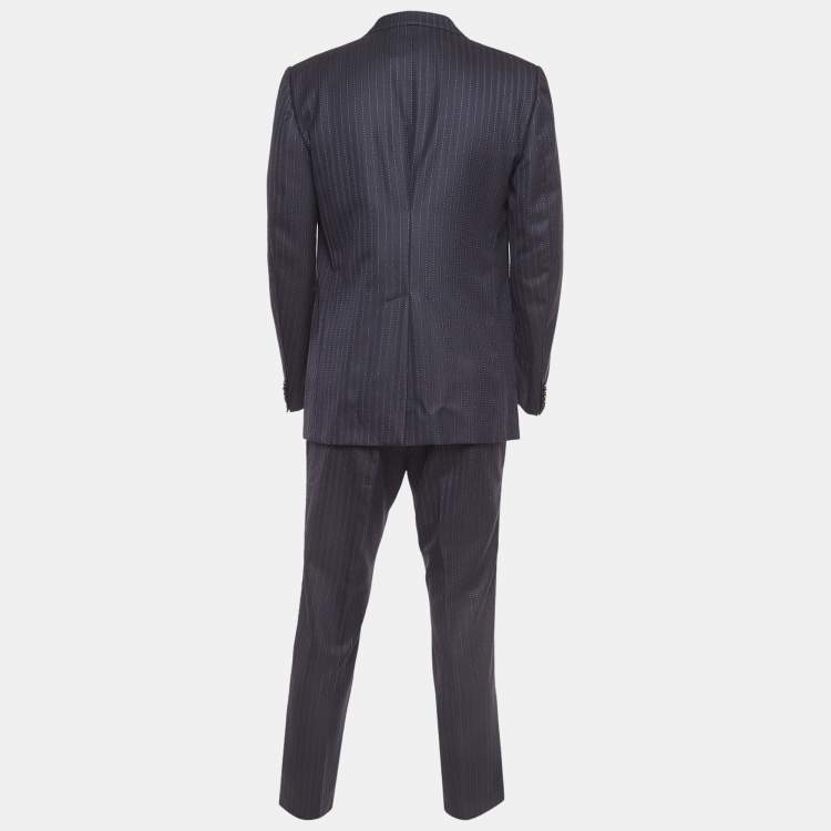 Pre Owned Gucci Navy Blue Pinstripe Wool Single Breasted Suit L