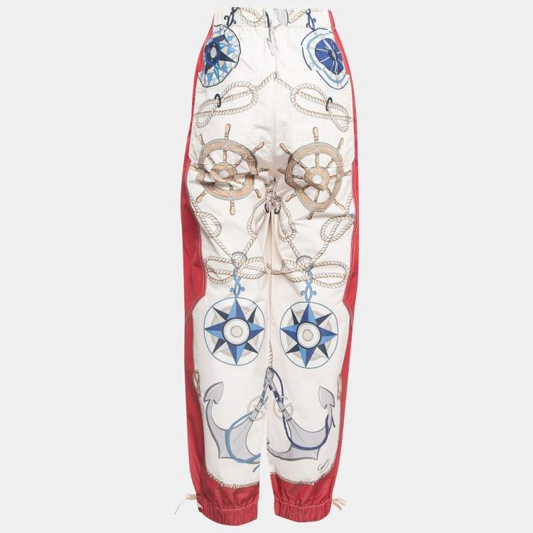 مملوكة مسبقًا Gucci Cream Nautical Print Synthetic Joggers XS