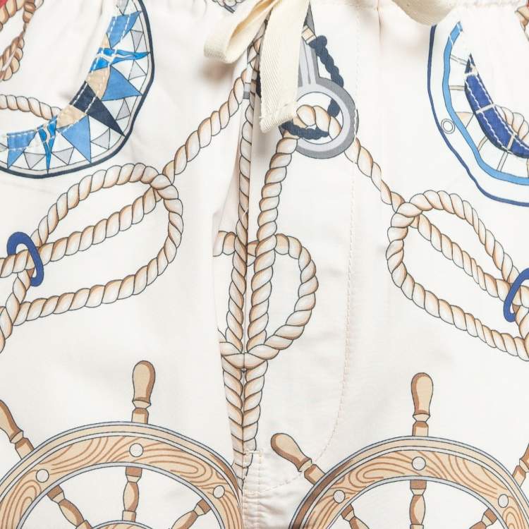 مملوكة مسبقًا Gucci Cream Nautical Print Synthetic Joggers XS