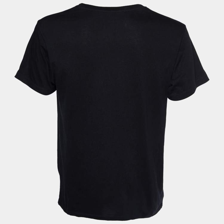 Pre Owned Gucci Black Cities Print Cotton Crew Neck T-Shirt M