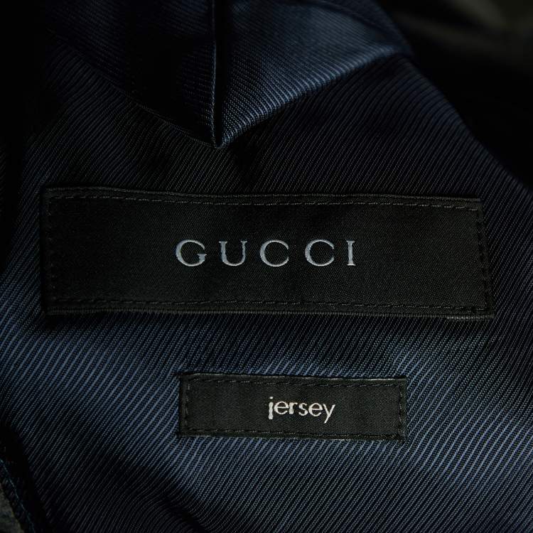 Pre Owned Gucci Grey Wool Jersey Button Front Jacket M