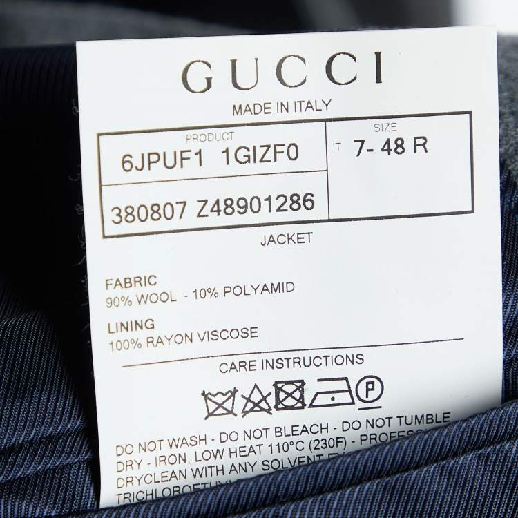 Pre Owned Gucci Grey Wool Jersey Button Front Jacket M