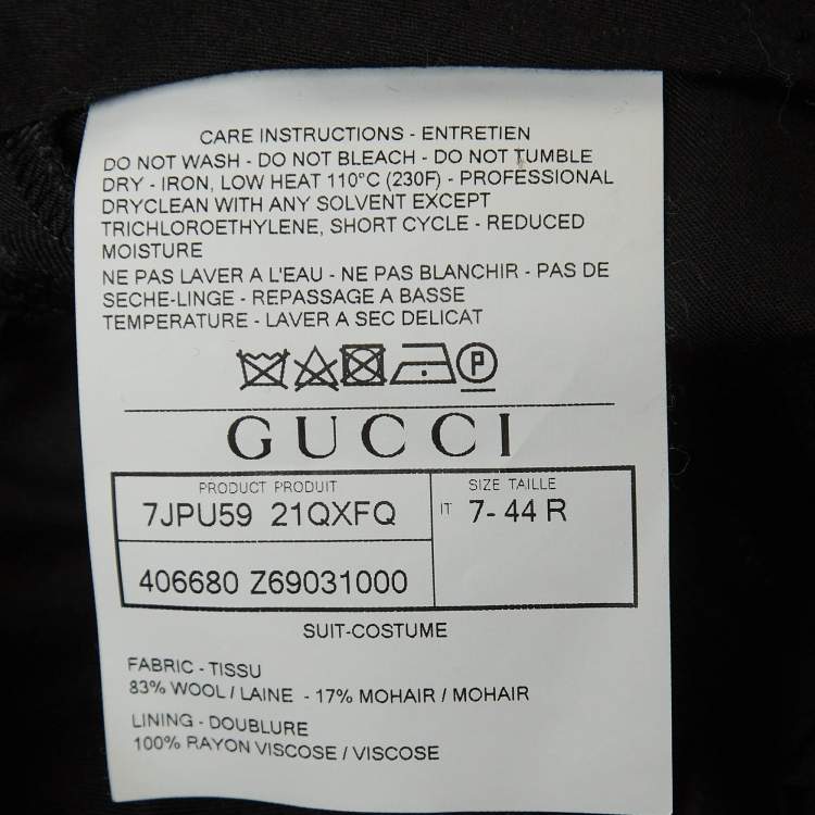 Pre Owned Gucci Black Satin Trim Wool Blend Suit Trousers XS