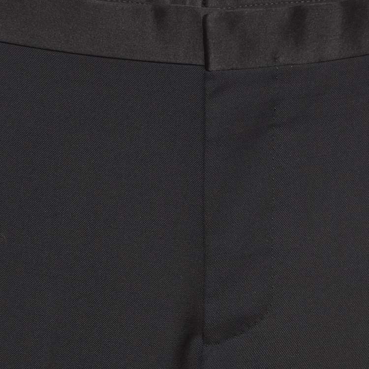 Pre Owned Gucci Black Satin Trim Wool Blend Suit Trousers XS