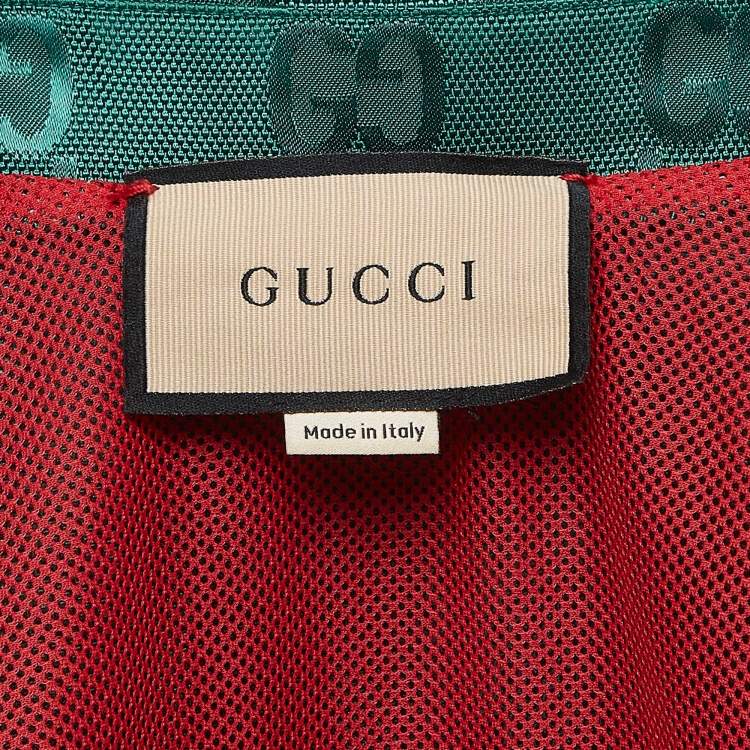 Pre Owned Gucci Green GG Jacquard Nylon Bowling Shirt S