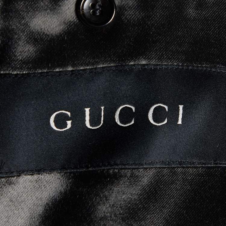 Pre Owned Gucci Grey Wool Long Coat XL