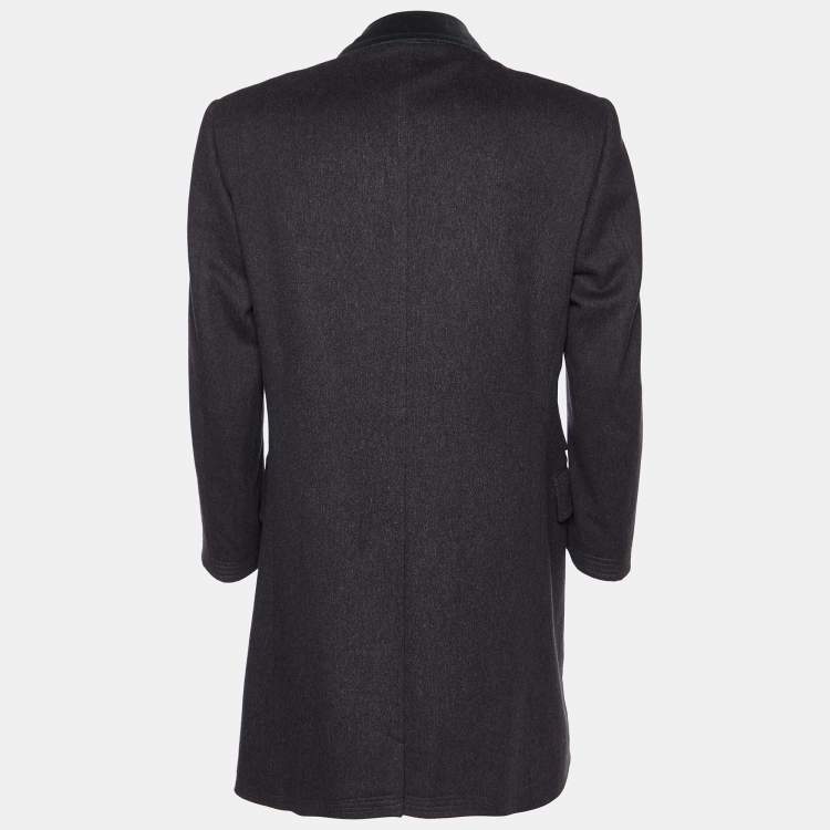 Pre Owned Gucci Grey Wool Long Coat XL
