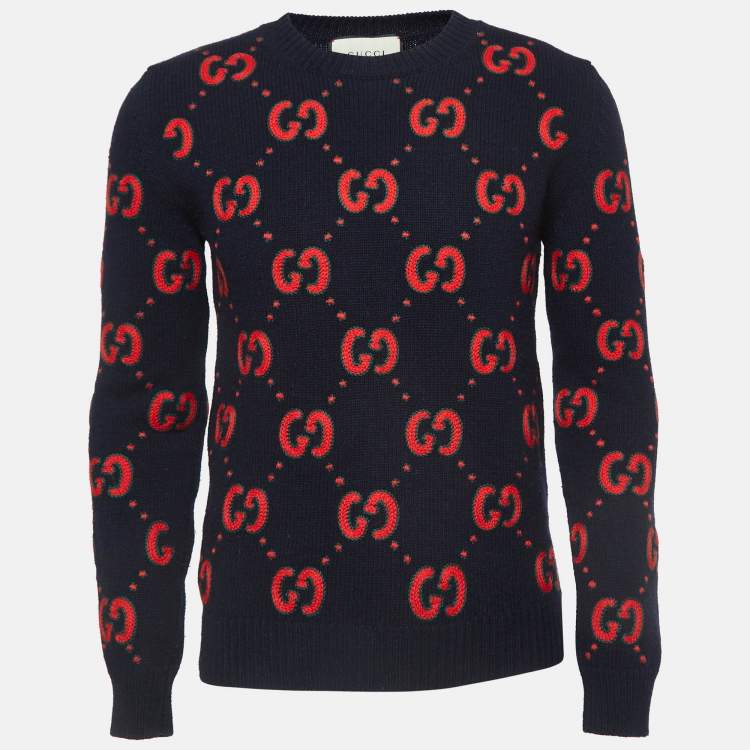 Pre Owned Gucci Blue Knit Animalium Sweater XS