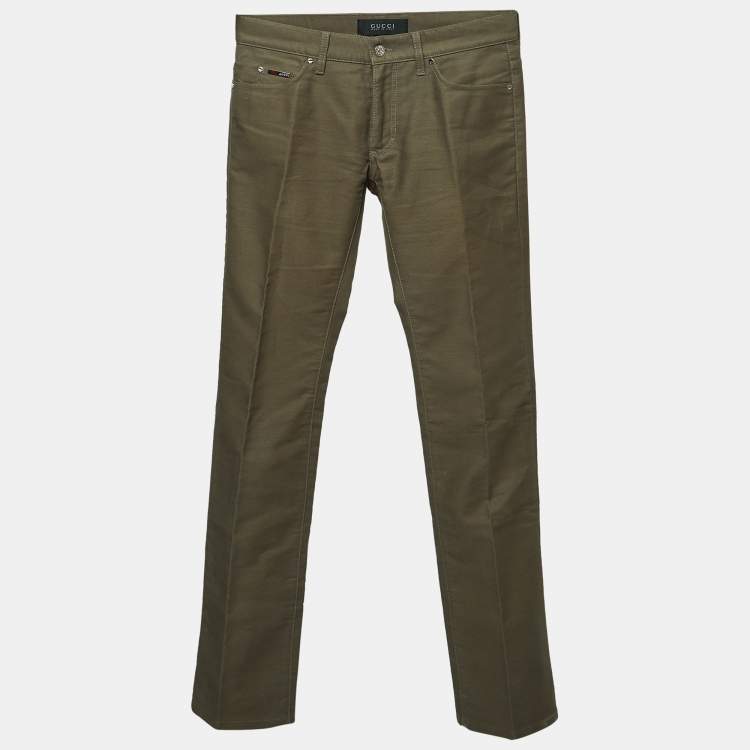 Pre Owned Gucci Olive Green Cotton Pants S