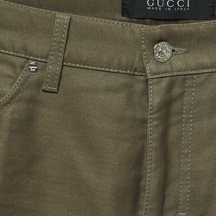 Pre Owned Gucci Olive Green Cotton Pants S
