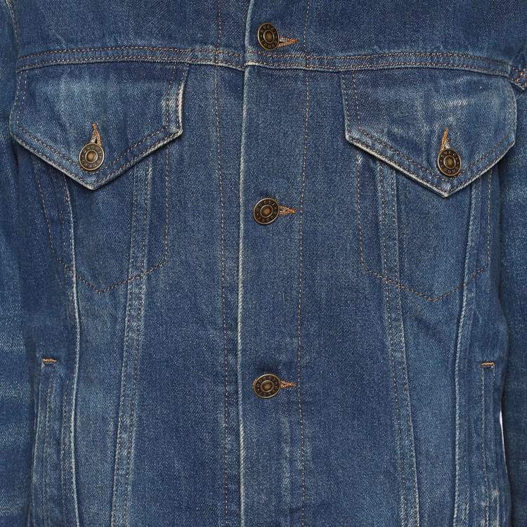 Pre Owned Gucci Blue Denim L'Aveugle Par Amour Jacket S